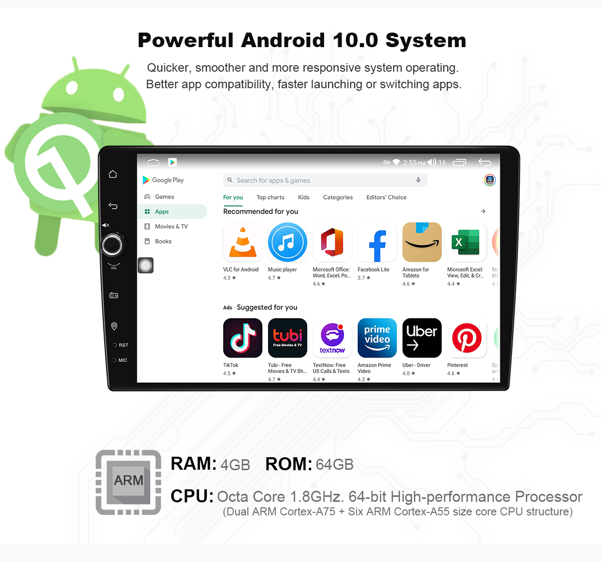 10.1 inch Android 10 head unit